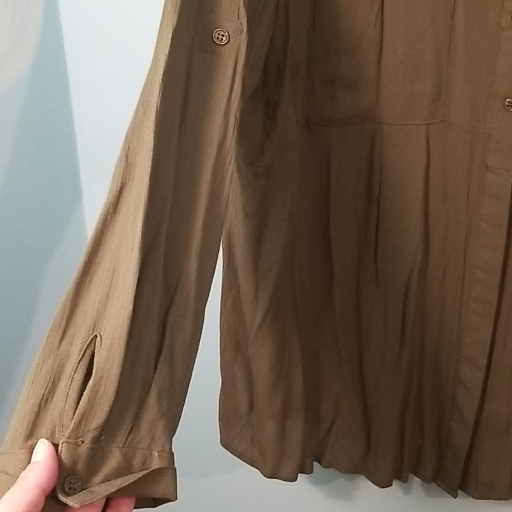 Green long sleeve button up shirt 1X NWT - Picture 7 of 12